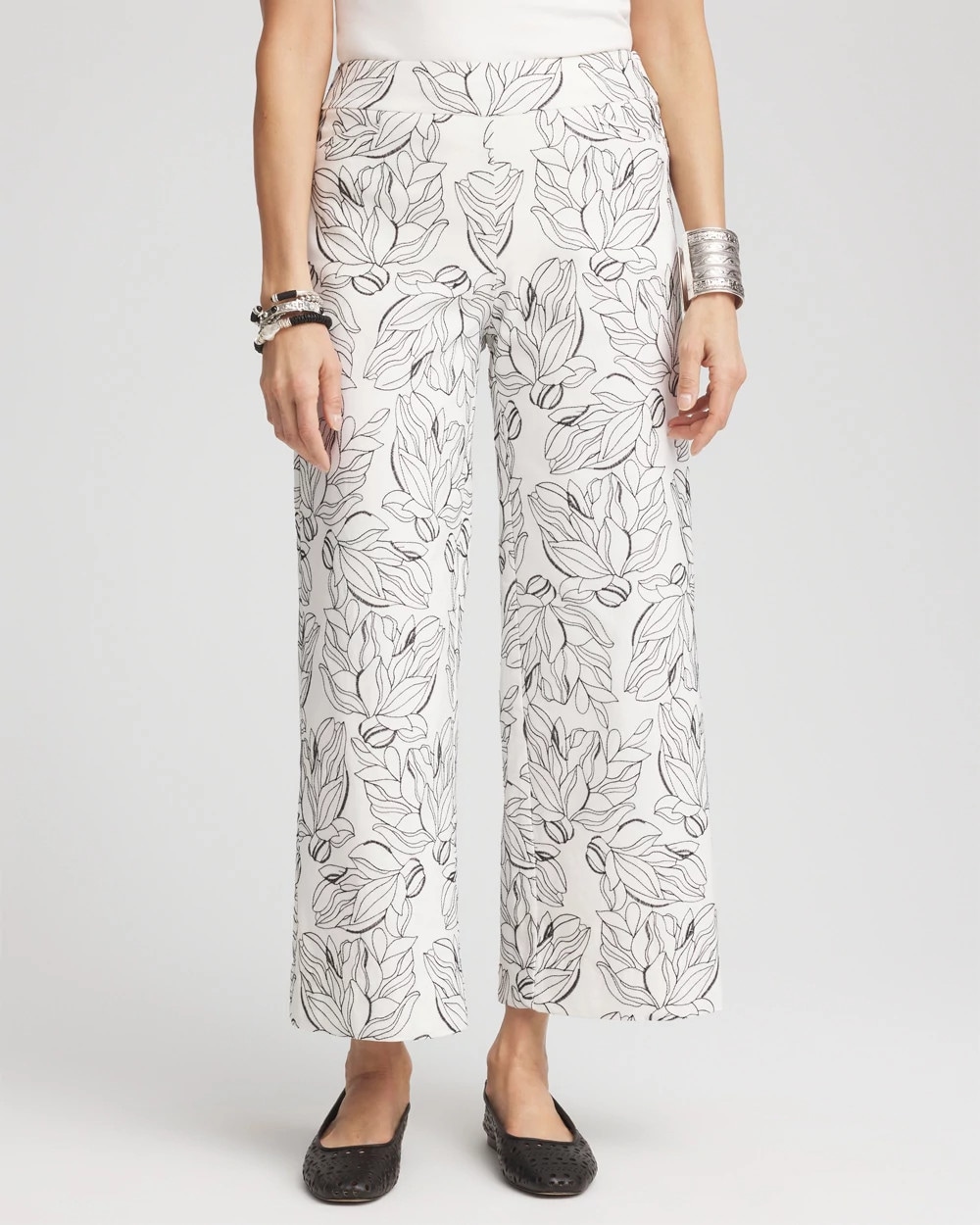 Chika　38 Brigitte™ Floral Embroidered Wide-Leg Cropped Pants | Chico's